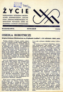 Artykuł Adama Mickiewicza „Osiedla Robotnicze” zamieszczony w „Trybunie Ludu” z 25 kwietnia 1849 r. Przedruk w „Życiu WSM” ze stycznia 1936 r.